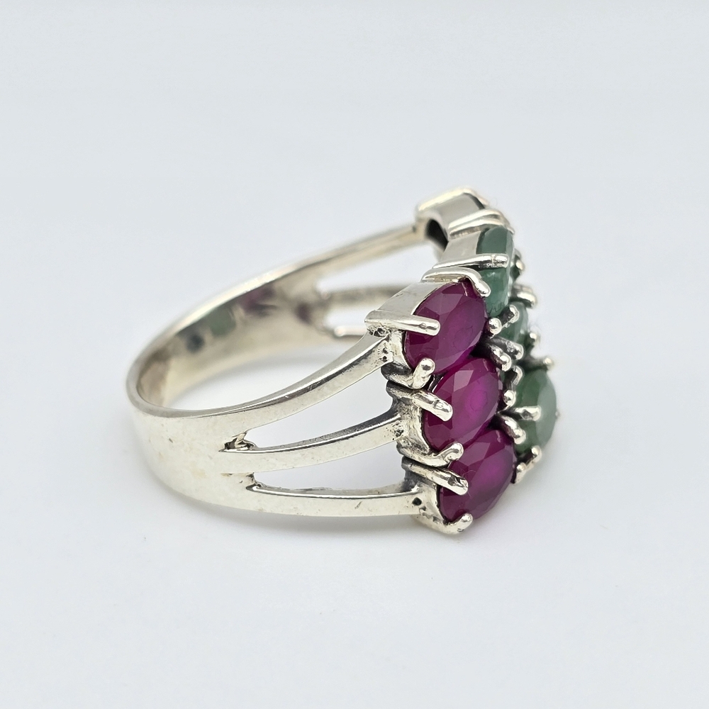 Multi Gemstone Emerald Ruby Sapphire Sterling Sil… - image 3